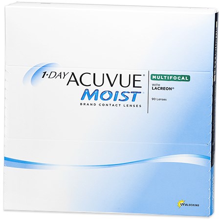 box of 1-day acuvue moist multifocal 90 pack contact lenses